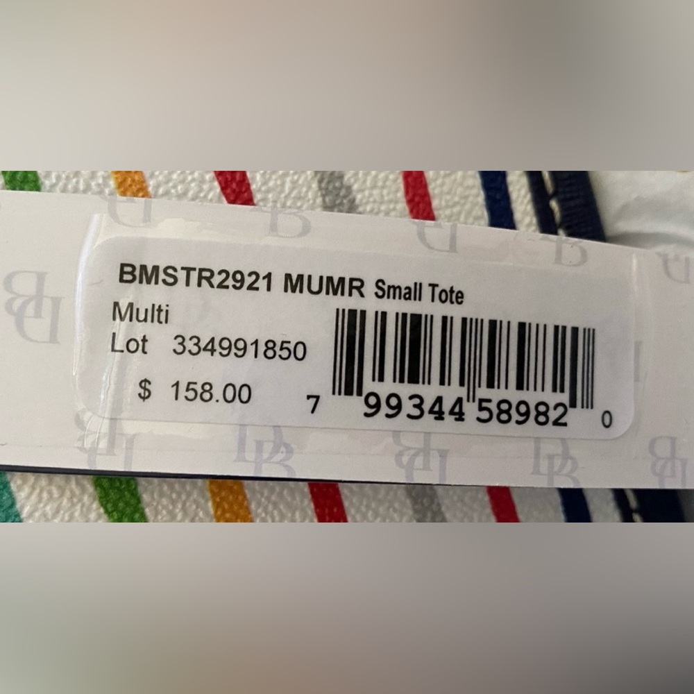 Dooney & Bourke Navy and Multicolor Striped Tote - Picture 9 of 9